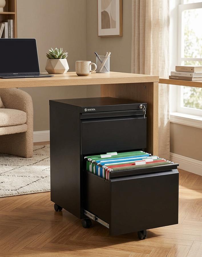 SISESOL 2 drawer file cabinet under an office desk